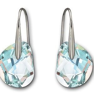 Swarovski Galet drop Blue and Silver Crystal Earrings